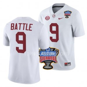 Men's Alabama Crimson Tide #9 Jordan Battle White 2022 Sugar Bowl NCAA College Football Jersey 2403SRWK1